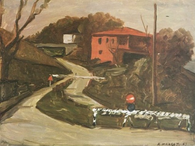 Discesa Rivazza in un dipinto di Anacleto Margotti del 1969